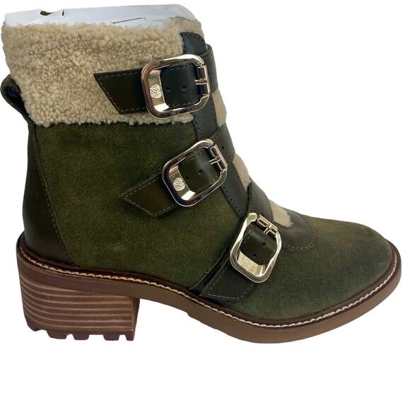 Vince Camuto Klerica   Leather Suede  Moto Hiker Shearling Boot Size 7M NEW - Picture 2 of 8